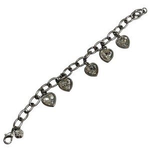 Vintage Monet Charm Bracelet Silver Tone Hearts